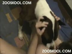Unprofessional and filthy Before the animal licks and hits her, she gives her pet a valuable BJ.